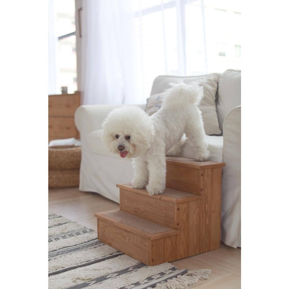 Canadian Hemlock Wooden Pet Stairs with Storage