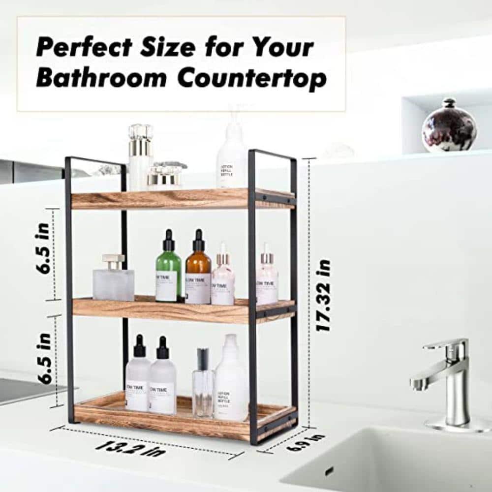 3-Tier Countertop Organizer for Counter Stylish Wood Vanity Shelf Storage - The Perfect Addition to Your Bathroom Decor