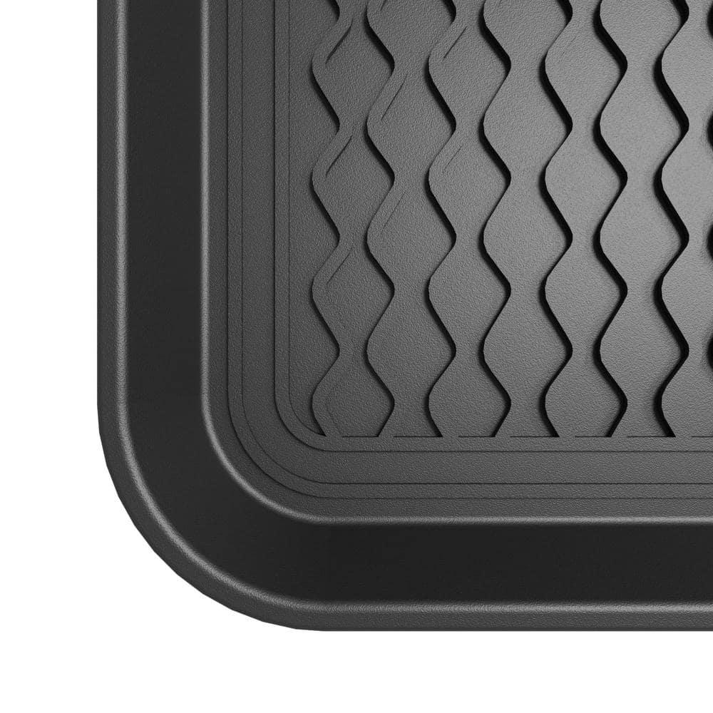 Ottomanson Easy Clean, Waterproof Indoor/Outdoor Rubber Boot Tray, 15" x 30", Black