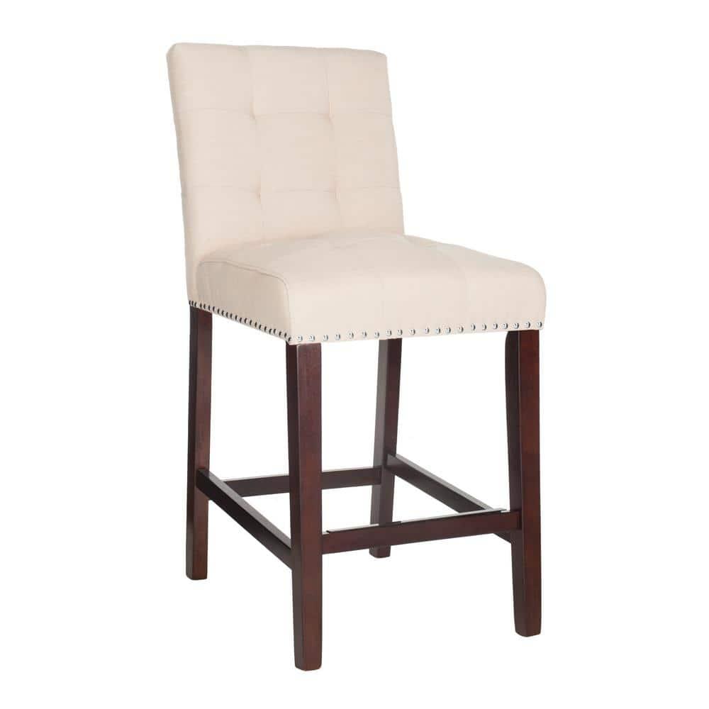 Nikita Counter Stool (Set of 2) - BST6303 - Beige/Espresso - Safavieh
