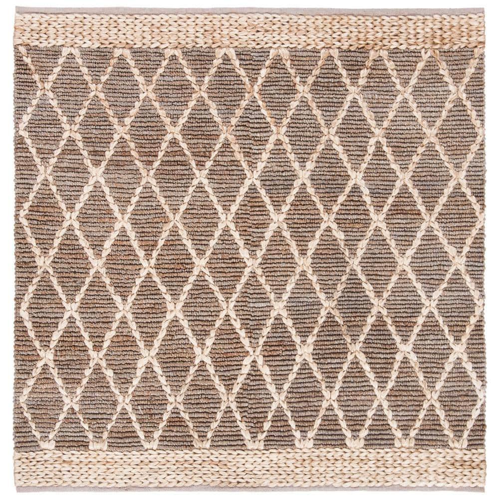 Natural Fiber NF951 Hand Loomed Indoor Area Rug - Natural/Grey - 6'x6' - Safavieh