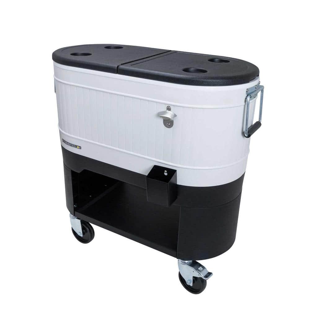 Permasteel 120-Qt Large Outdoor Cooler Cart on Wheels, Rolling Patio Cooler with Dividers for Separate Compartments