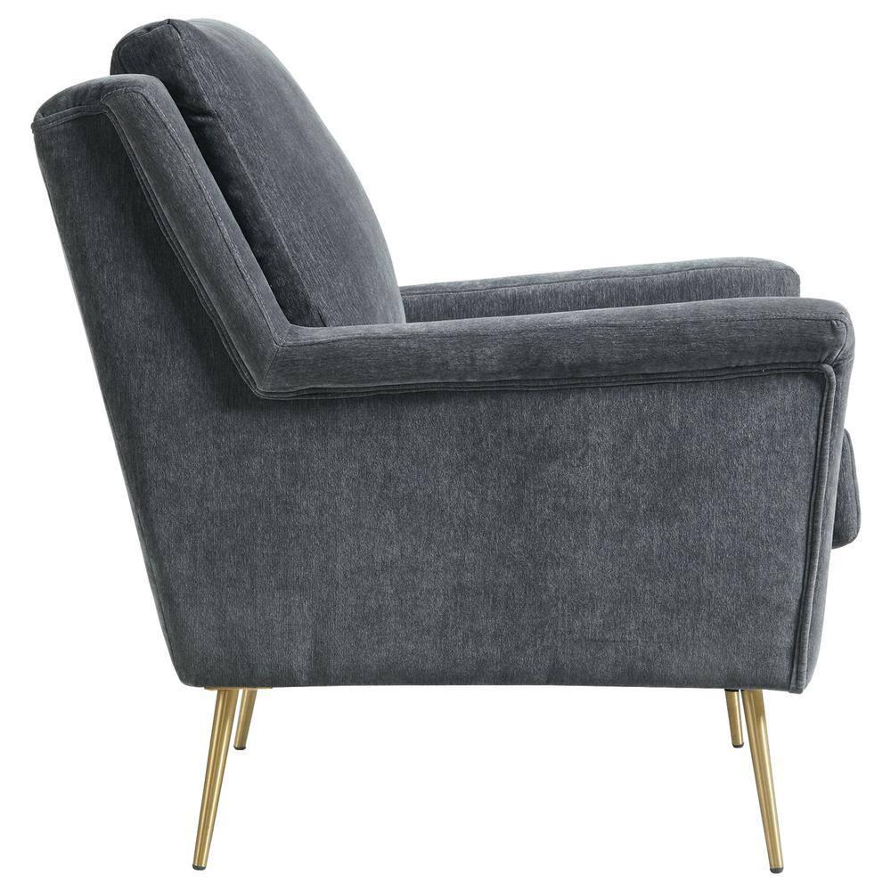 Lincoln Chair Dark Gray - Picket House Furnishings: Mid-Century, Gold Legs, Oversized Seating