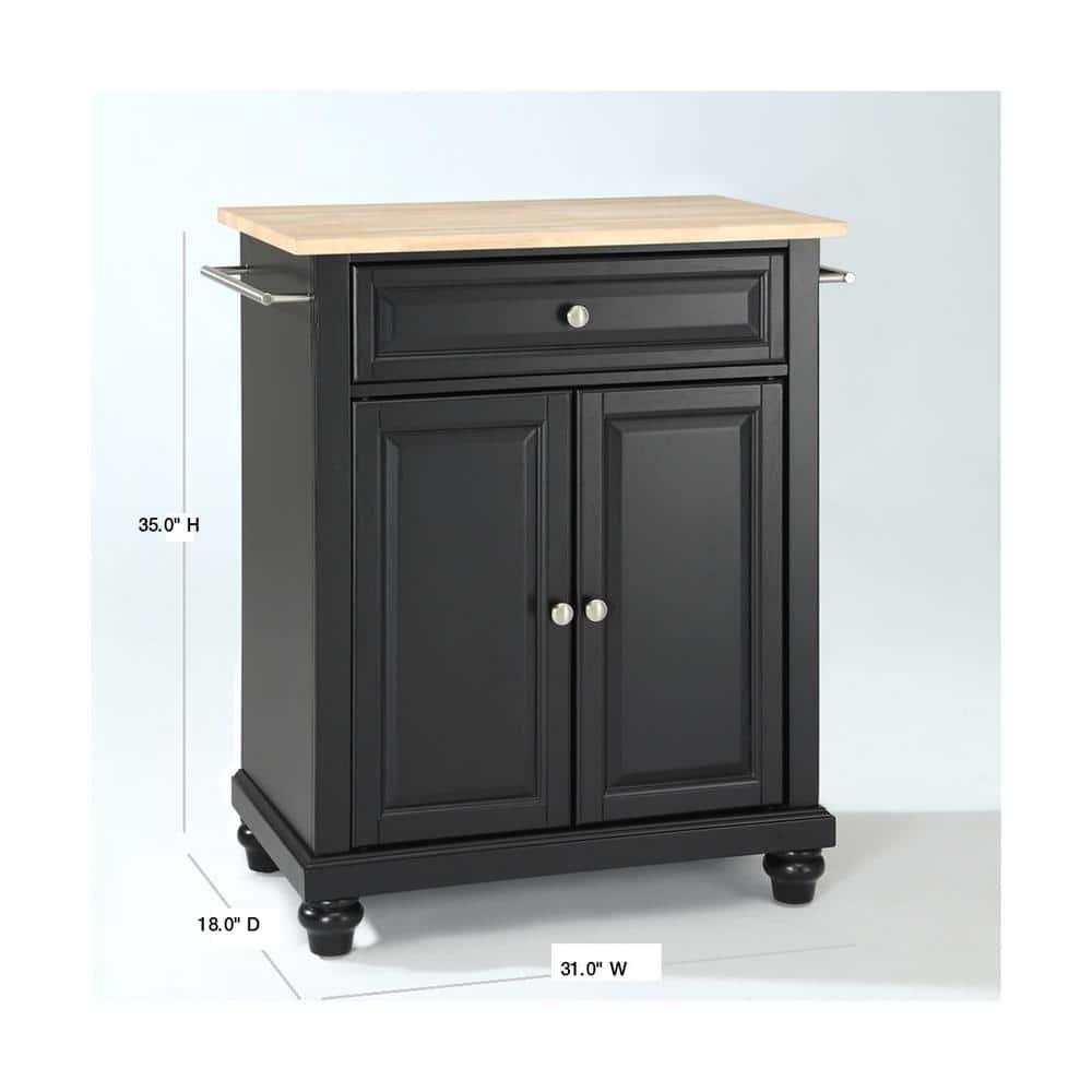 Crosley Brands Cambridge Wood Top Portable Kitchen Island/Cart Black/Natural