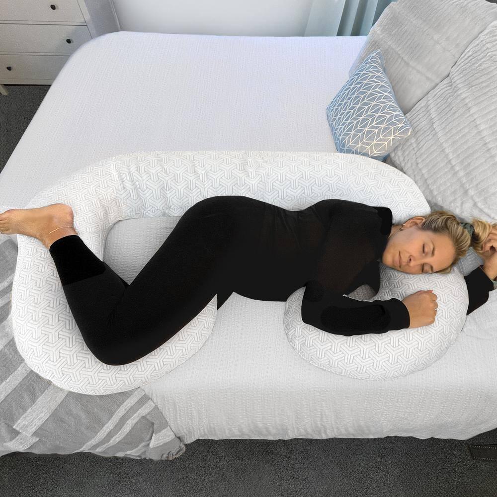 Imaginarium Body Pillow with Cooling Cover: Curved Universal Sleeper, Knitted Polyester & Polyethylene, Medium Fill Density, Machine Washable