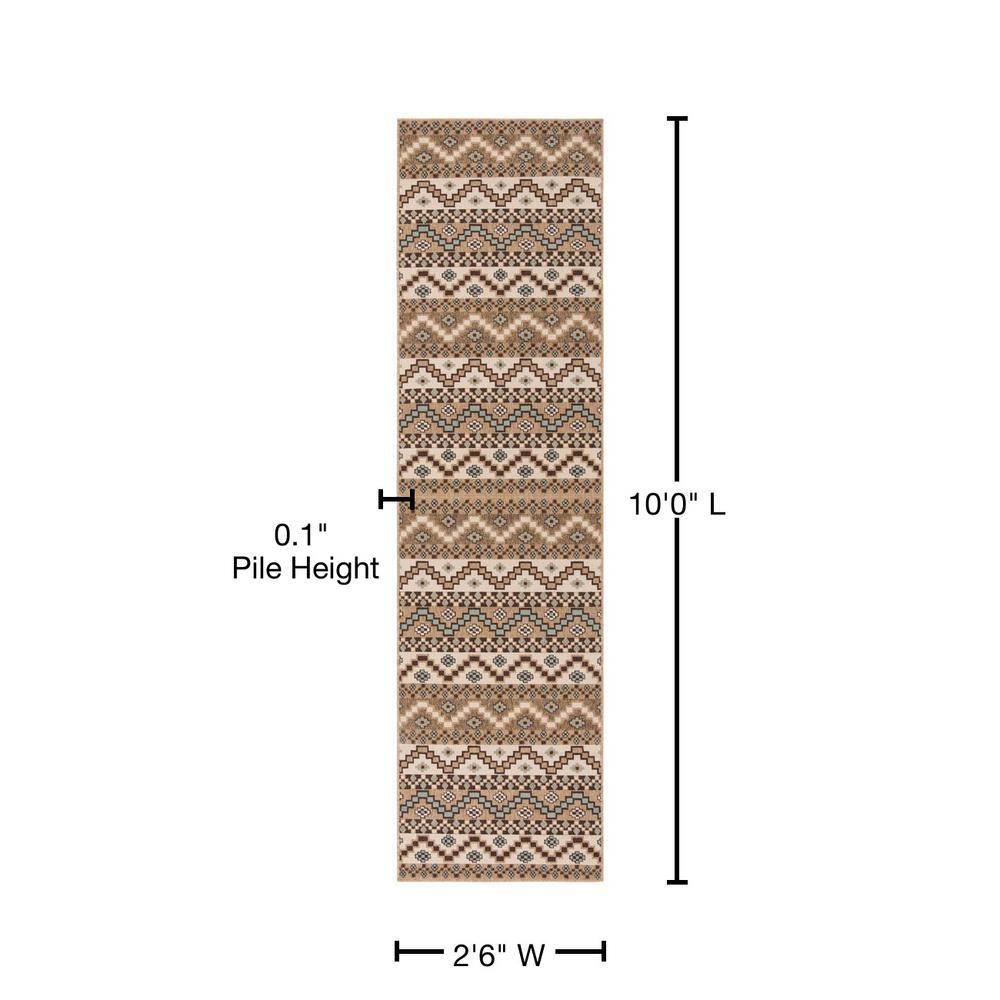 Veranda VER095 Power Loomed Indoor/Outdoor Runner Rug - Creme/Brown - 2'3"x10' - Safavieh.
