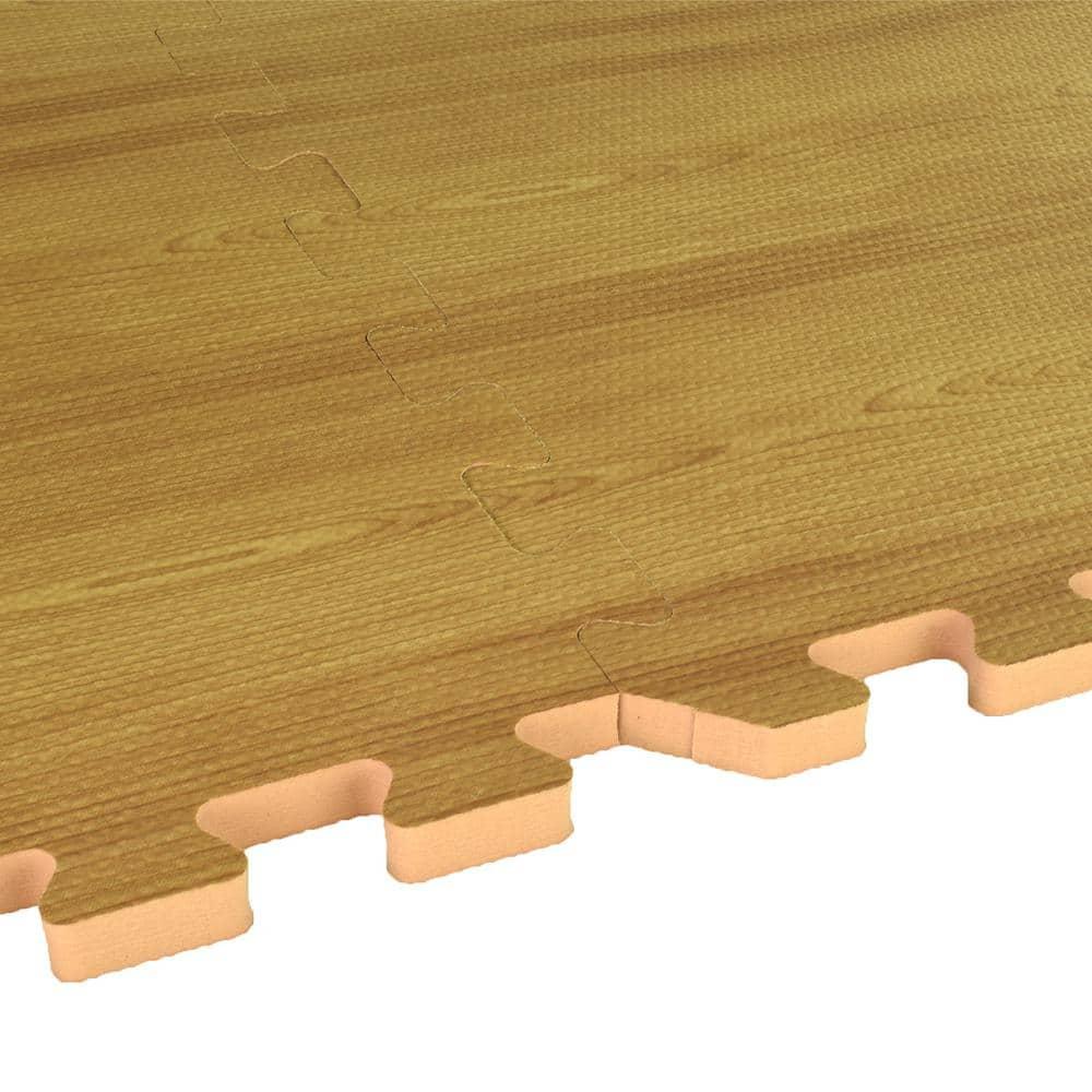 Greatmats Wood Grain Interlocking Wood Look Reversible Foam Tiles 1/2 Inch x 2x2 Ft. Light Wood/Tan 15 Pack