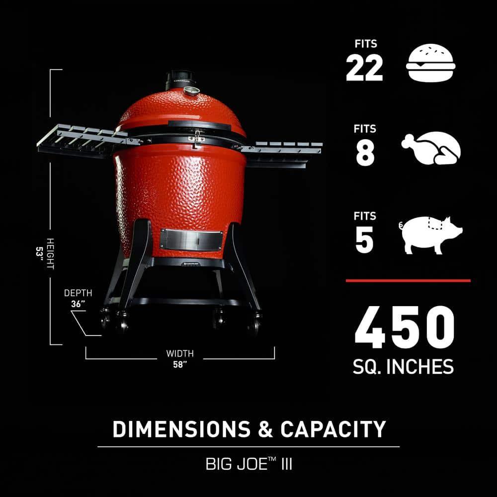 Kamado Joe BigJoe III 24-inch Charcoal Grill in Red