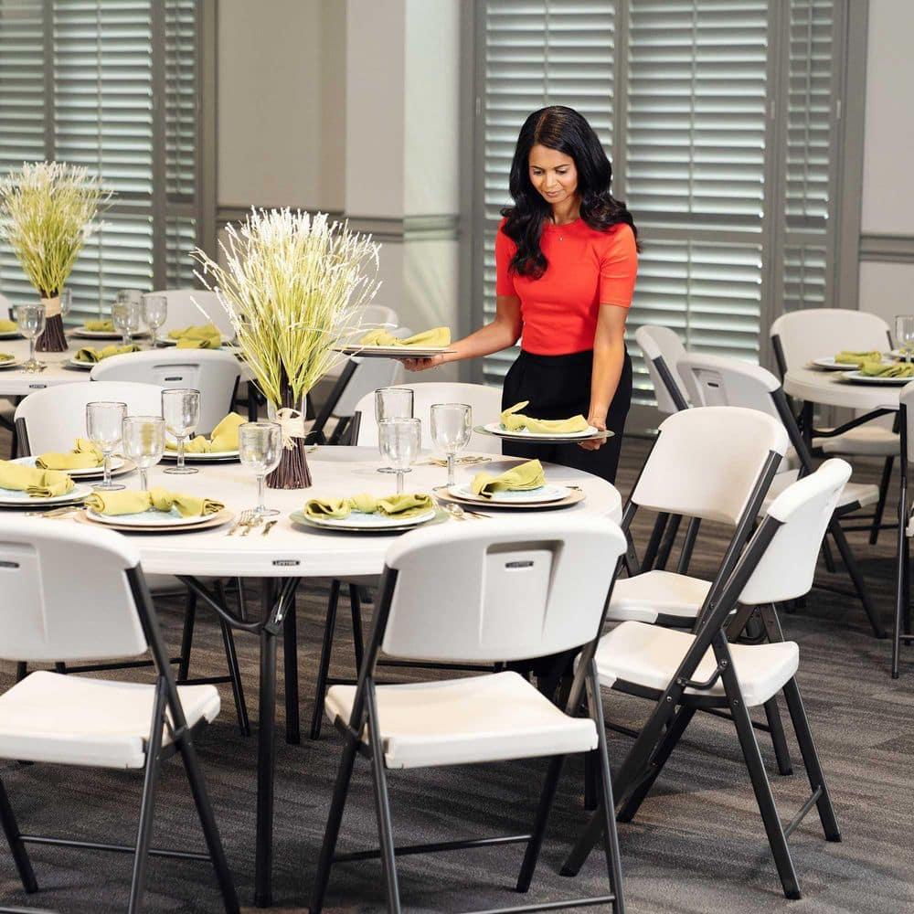 Lifetime 60 inch Round Folding Table, Indoor/Outdoor Commercial Grade, Almond (280435)