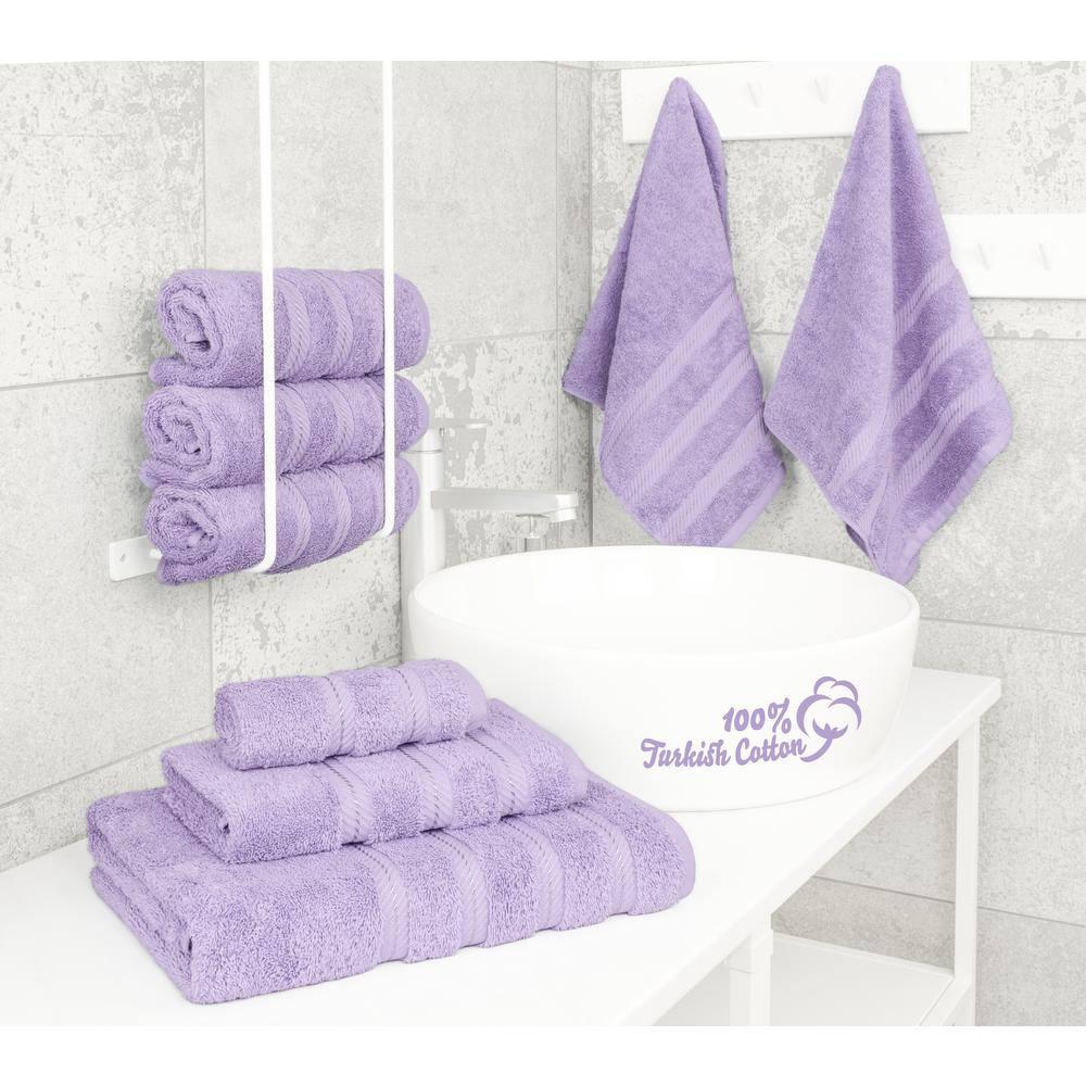 American Soft Linen 6 Piece Towel Set, 100% Cotton Bath Towels for Bathroom, Lilac