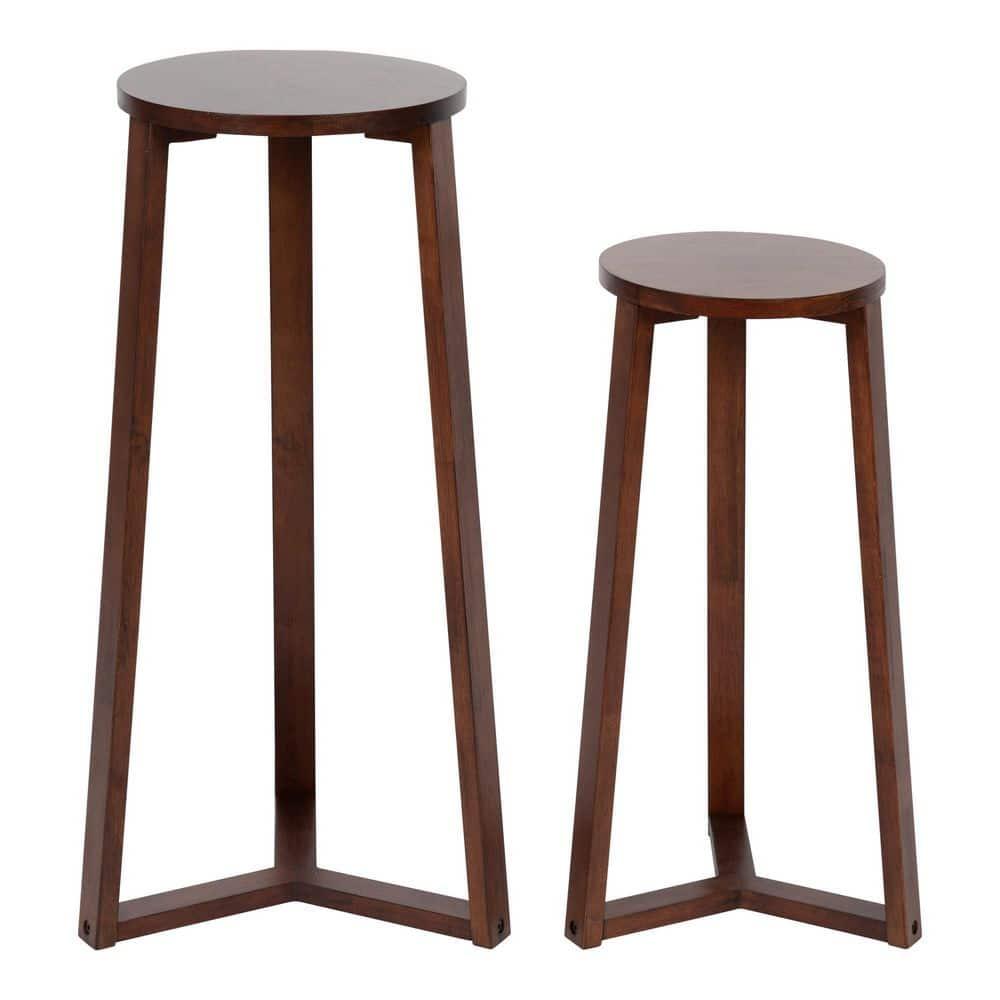Kate and Laurel Rioux Round Wood Nesting Table, 2 Piece, Walnut Brown