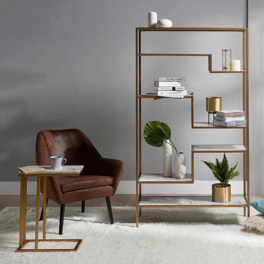 Mercer41 Carbone Marble-Look 5-Tier Display Bookcase Shelf