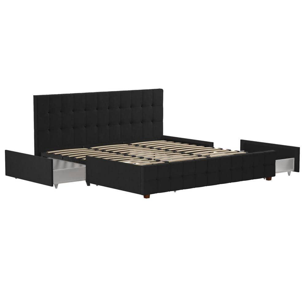 Elizabeth Tufted Upholstered Low Profile Storage Platform Bed