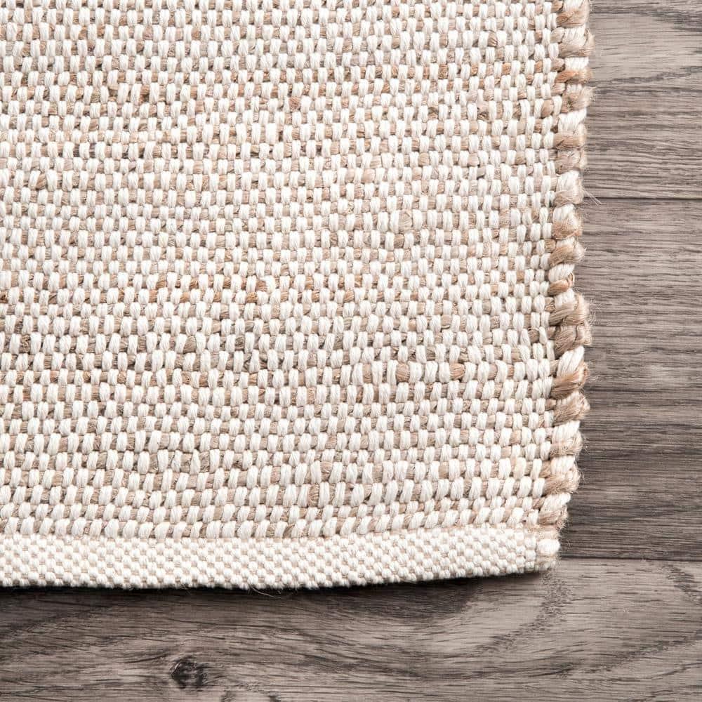 Nuloom 5x8 Elfriede Jute & Cotton Hand Woven Indoor Area Rug, Natural, Solid Rustic Farmhouse Style Natural Fiber Bedroom, Living Room,