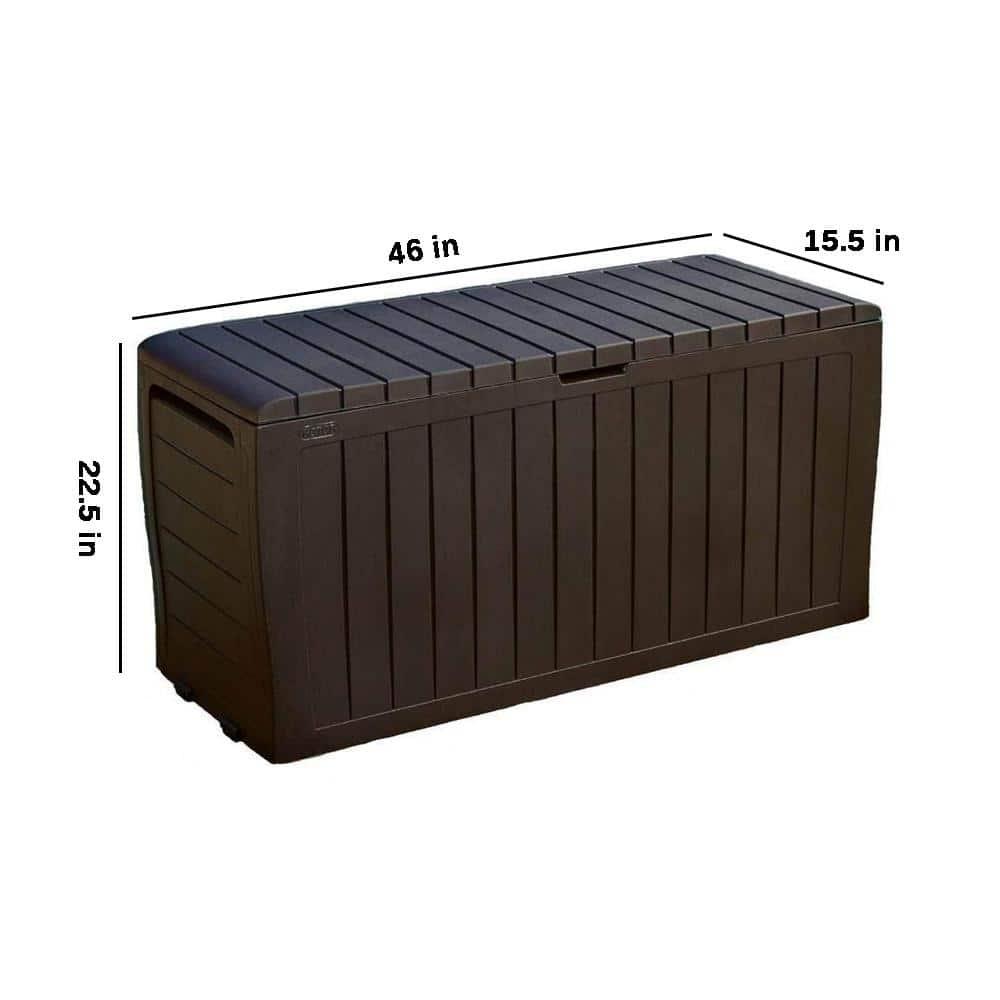 NATIONAL WINDOW 71 Gallon Resin Outdoor Storage Box For Patio Storage Mats, Throw Pillows, Garden Tools And Pool Floats