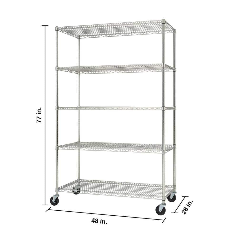 Trinity TRINITY EcoStorage 5-Tier NSF Steel Wire Shelving Unit w/ Wheels (48 in. W x 24 in. D)