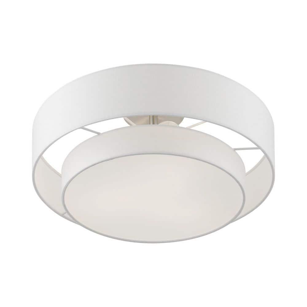 Livex Lighting Meridian 3 - Light Semi-Flush Mount in  Brushed Nickel