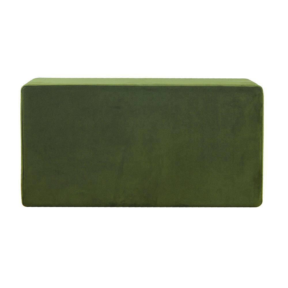 Medium Storage Bench with Metal Legs Green Velvet - HomePop: Upholstered Rectangular Ottoman for Bedroom, 250lb Capacity