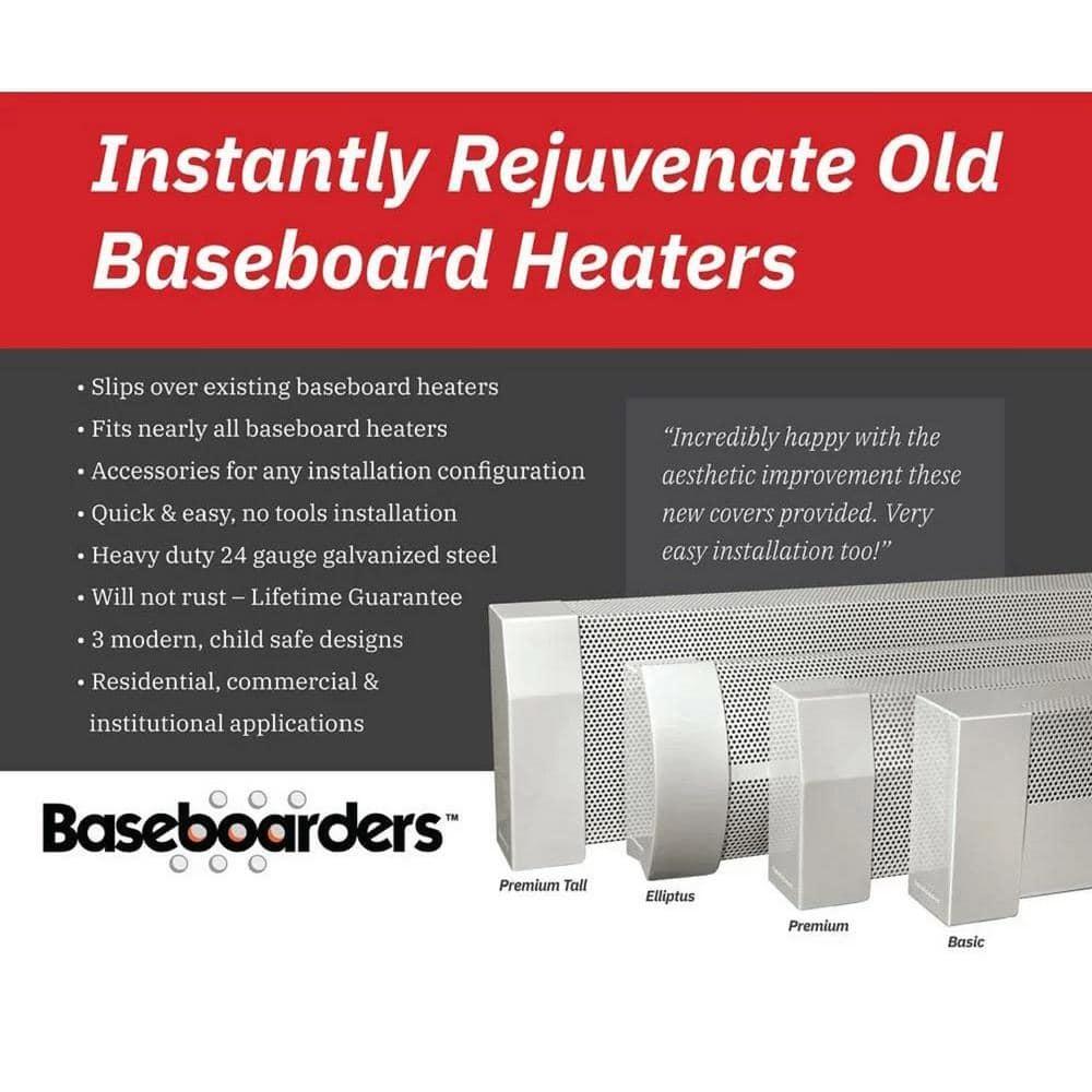 Baseboarders Baseboarders Basic Steel Easy Slip-On Baseboard Heater Cover Coupler - White