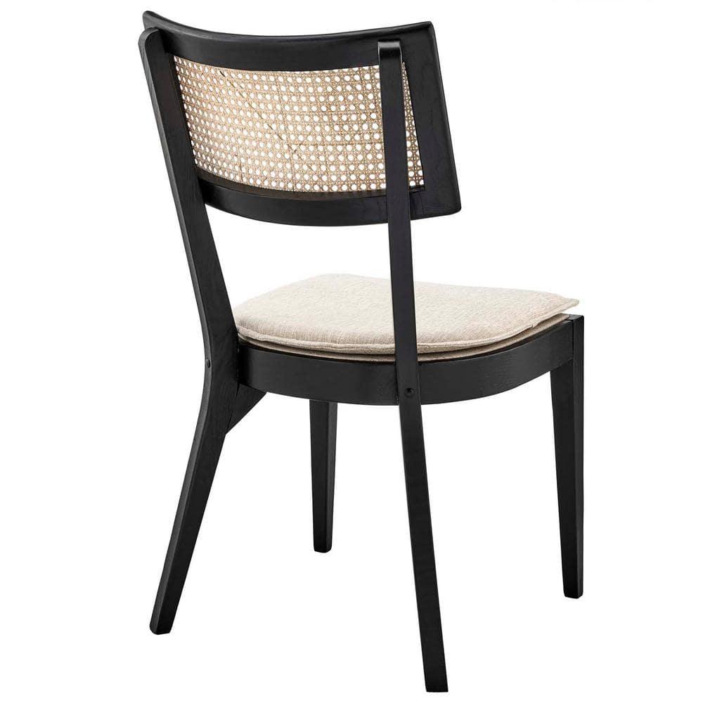Caledonia Wood Dining Chair Set of 2, Black Beige