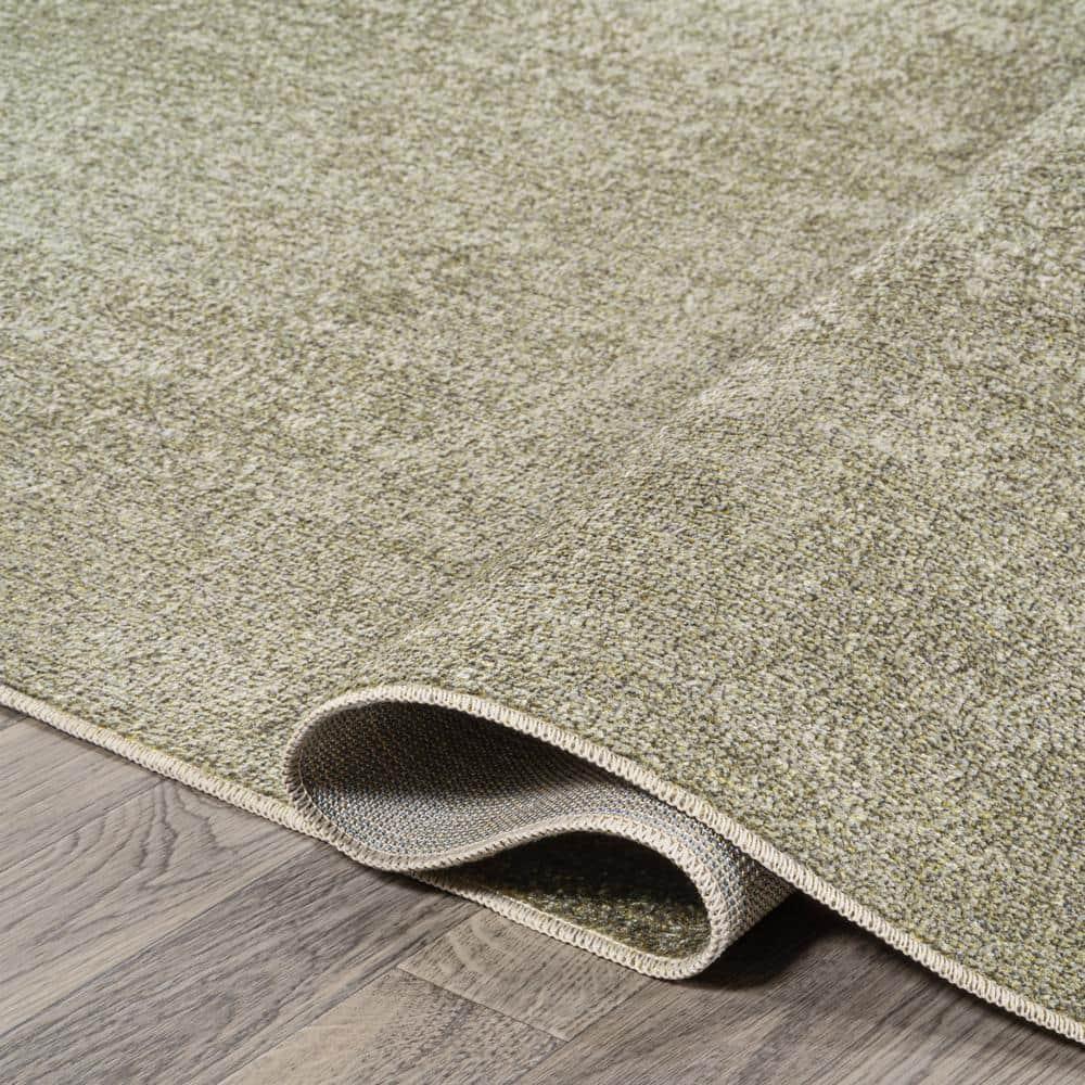 JONATHAN Y Twyla Classic Solid Low-Pile Machine-Washable Sage Green 5 ft. x 8 ft. Area Rug