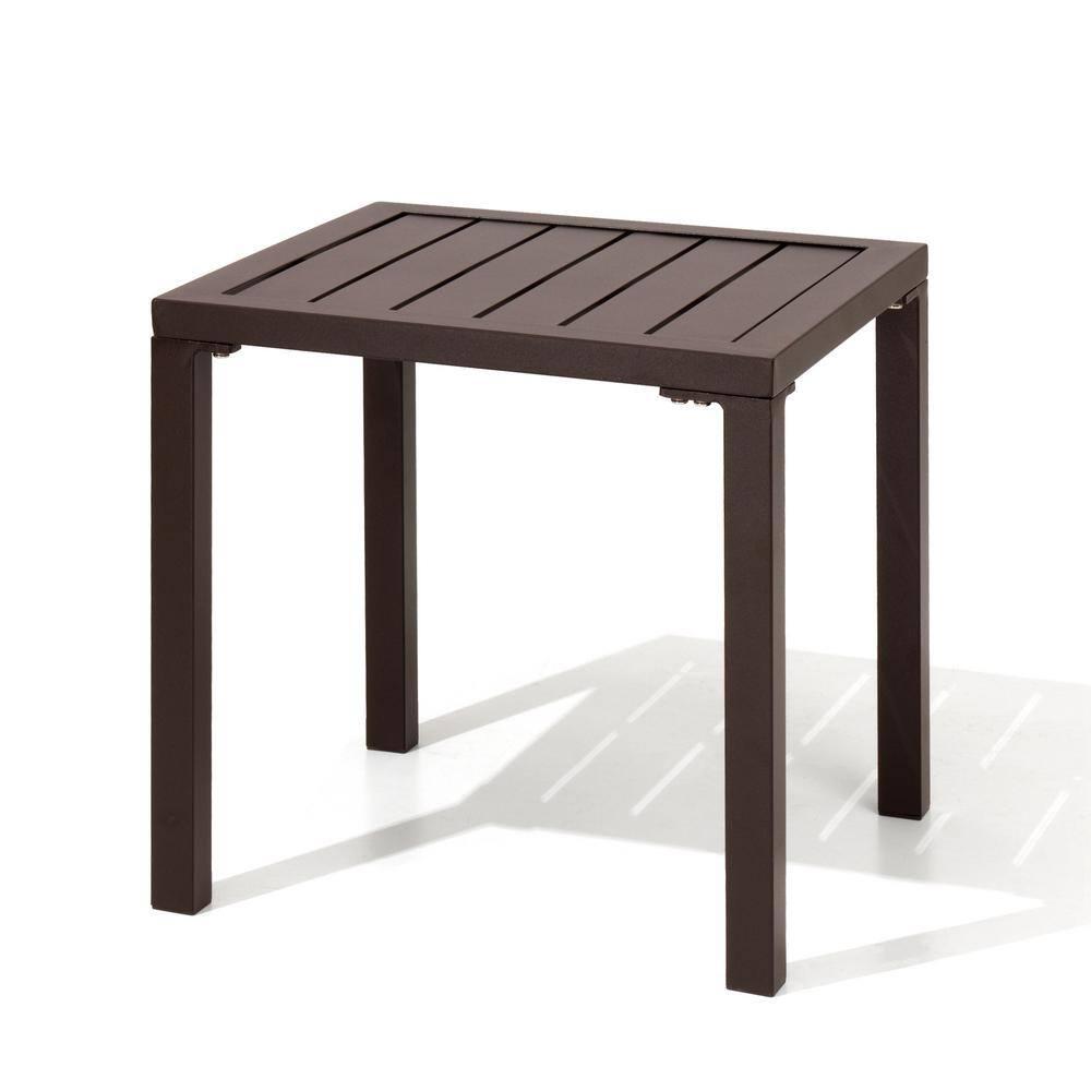 Crestlive Products Outdoor End Table Aluminum Square Patio Side Table - 15.7" L x 15.7" W x 15.9" H 1-Piece, Brown