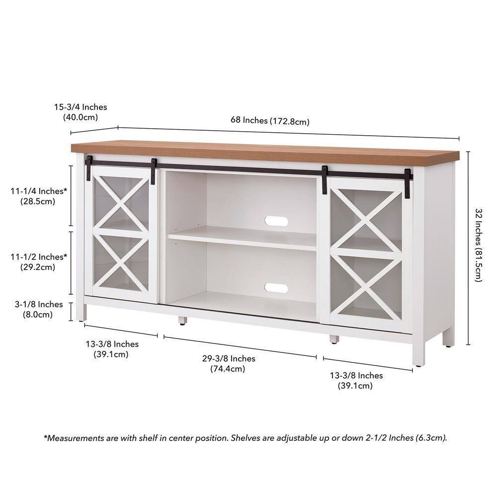 68" White and Golden Oak TV Stand - Henn&Hart