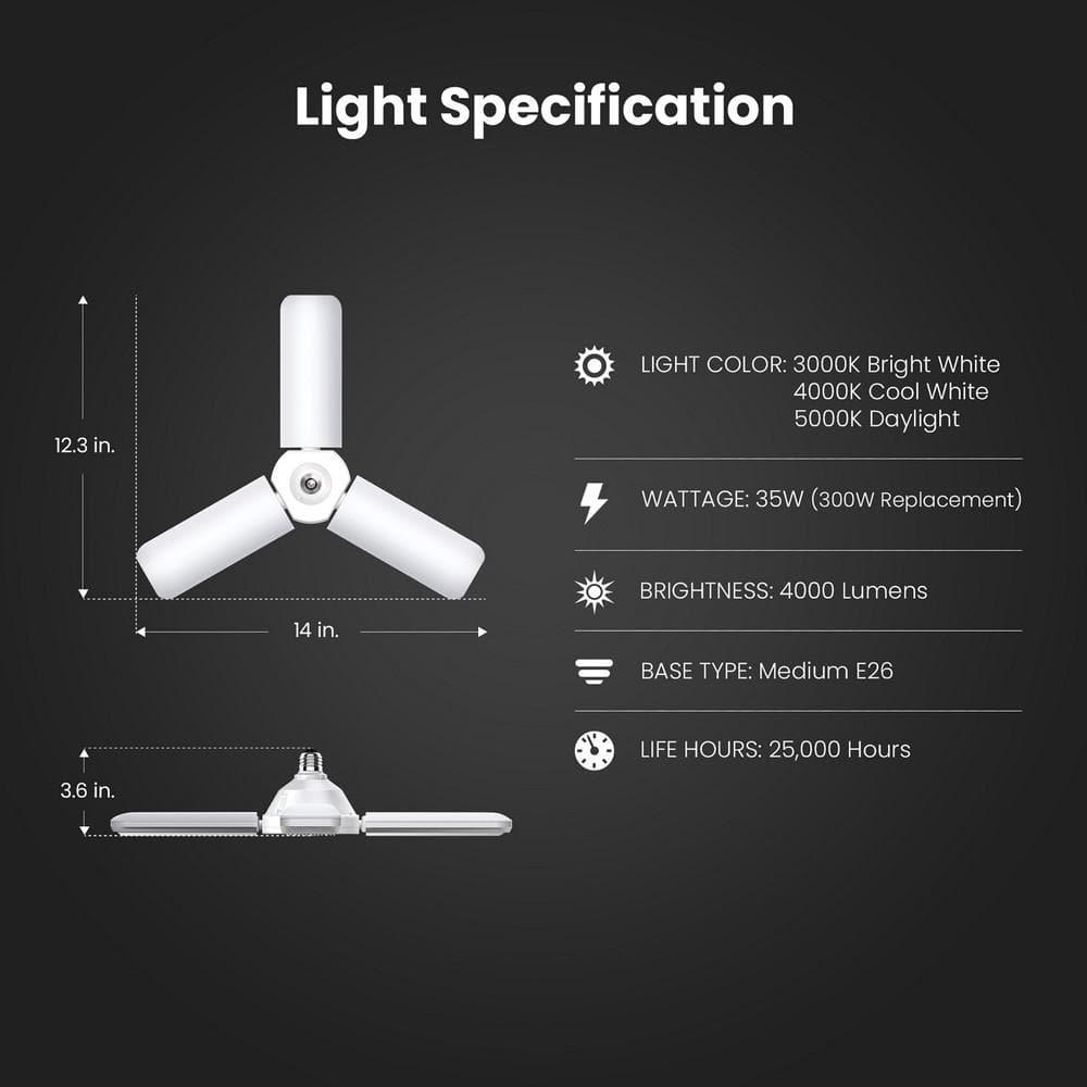 Feit Electric Wide Surface E26 (Medium) LED Garage Bulb Bright White 300 Watt Equivalence 1 pk