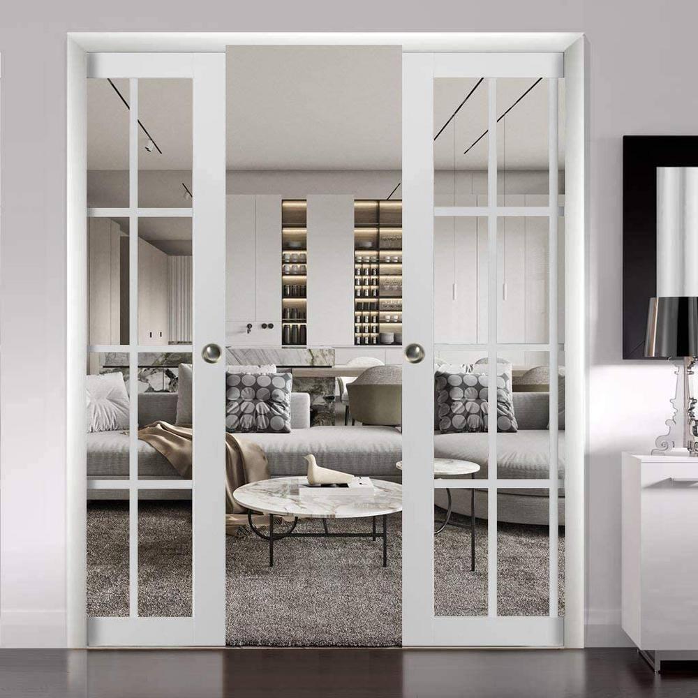 SARTODOORS Felicia Clear Glass Sliding Closet White Doors | Wayfair