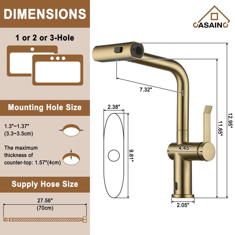 Willow Single Handle Pull Out Kitchen Faucet with Touchless Sensor, Three-function Mode Sprayer