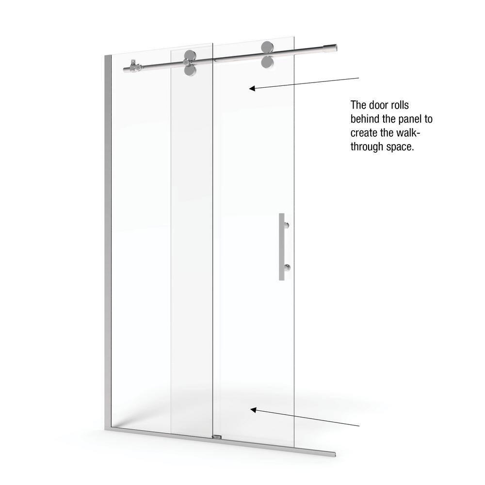 Vinesse 57" W x 76" H Single Sliding Frameless Shower Door