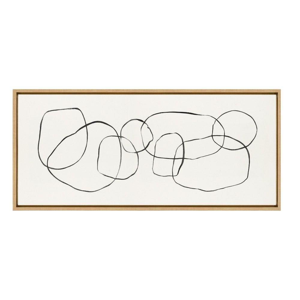 Kate and Laurel Sylvie Dancing Circles Framed Canvas by Teju Reval of SnazzyHues, 18x40, Natural