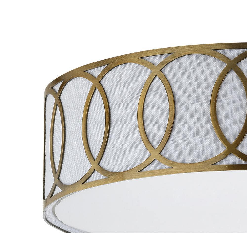Aubrey 3-Light 15.5" Metal LED Flush Mount, Brass