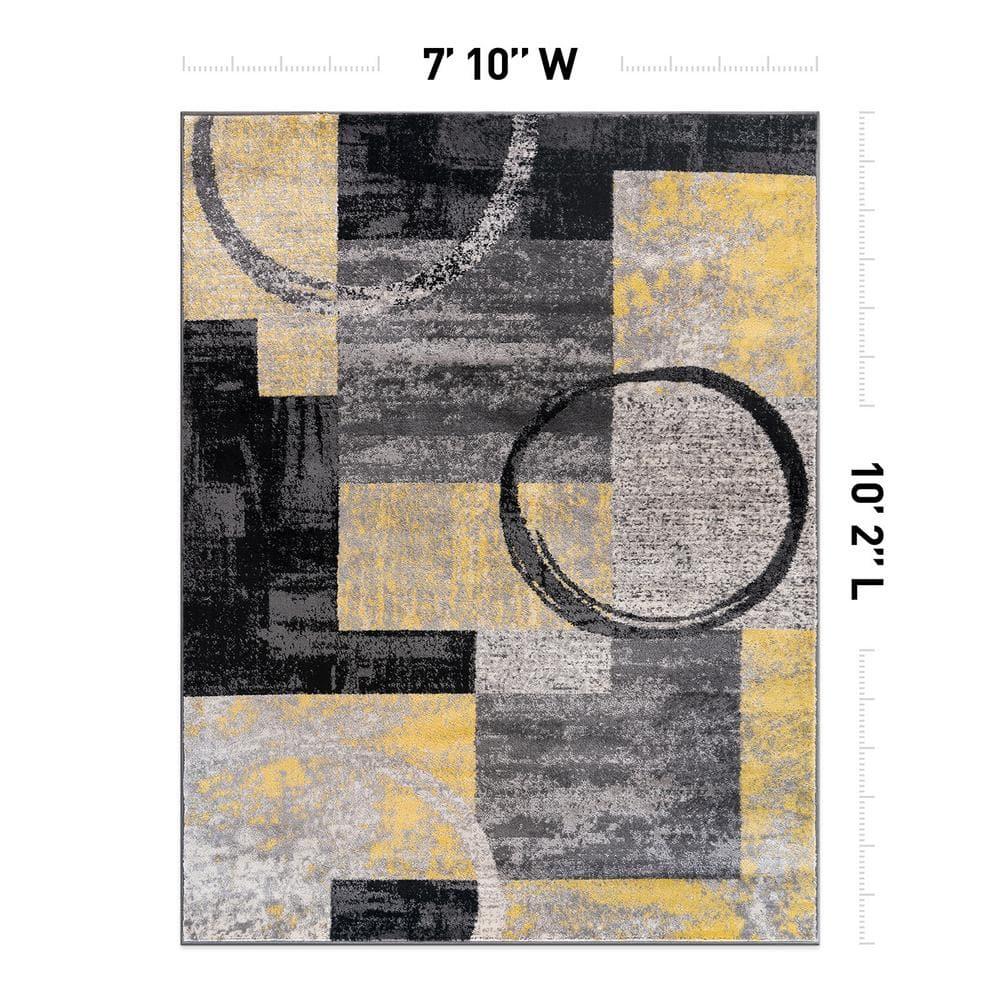 World Rug Gallery Abstract Circle Yellow 7'10"x10'2" Area Rug