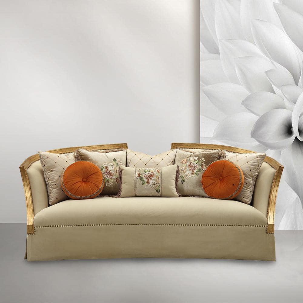 ACME Daesha Sofa in Antique Gold Wood Trim