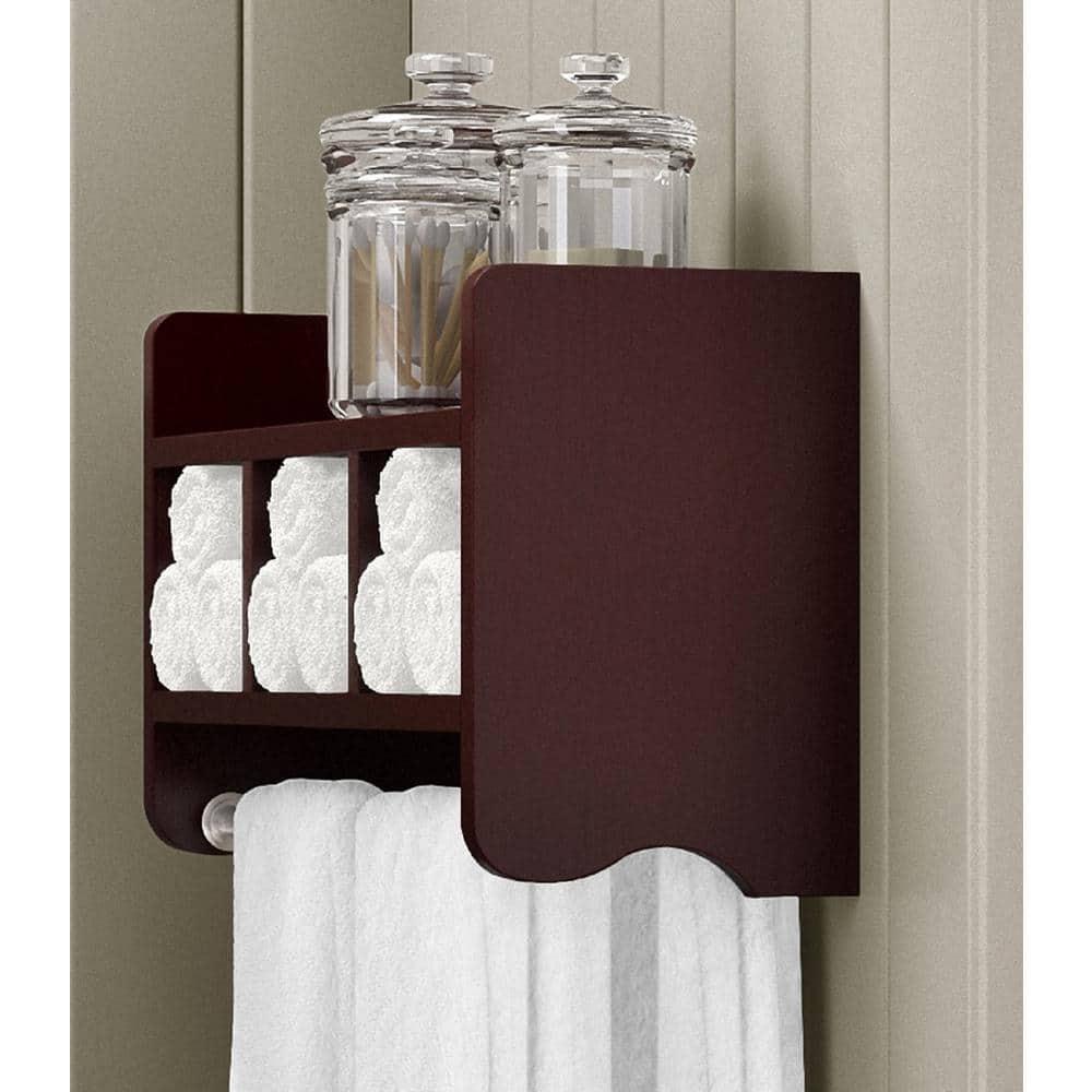Alaterre Furniture Decorative Wall Cabinet Espresso Brown 25": Hardwood Bathroom Furniture with Towel Bar