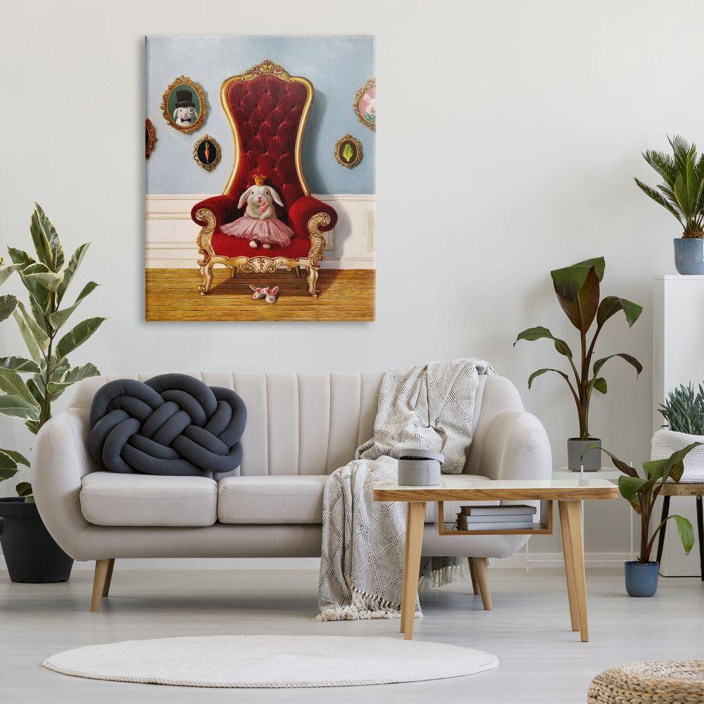 Stupell Industries Princess Rabbit Royal Heir Red Throne Funny Animal, 36 x 48, Design by Lucia Heffernan
