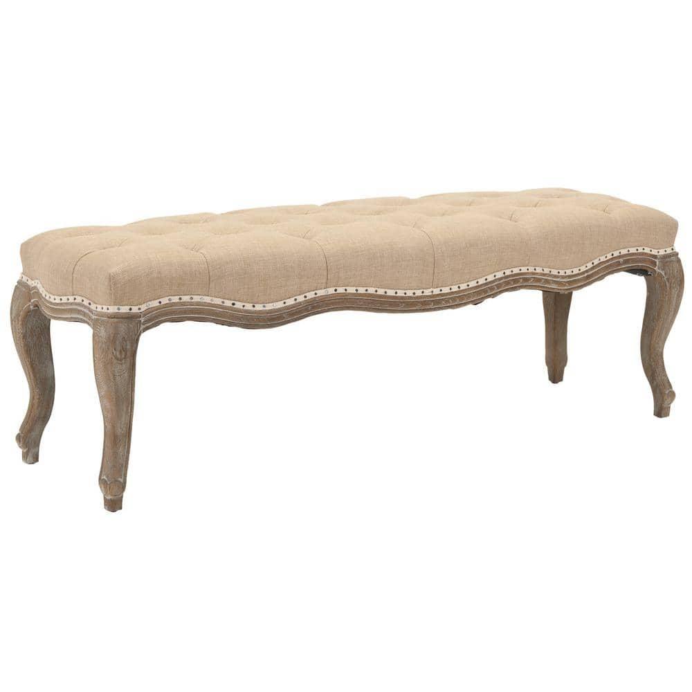 Ramsey Bench With Flat Black Nail Heads - Wheat/Natural Cream - Safavieh