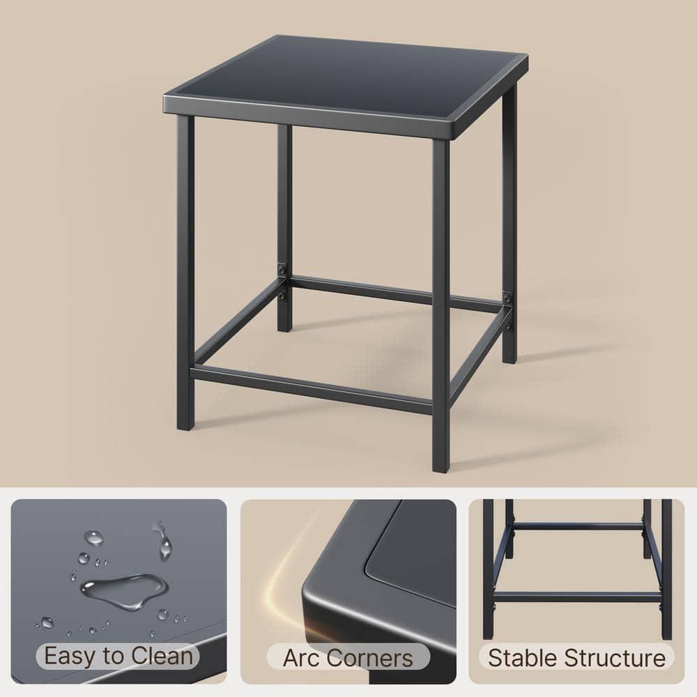 Lofka Patio Furniture Set with Tea Table 3 Pieces Outdoor Wicker Rocking Chairs Set for Porch & Garden, Beige Cushion