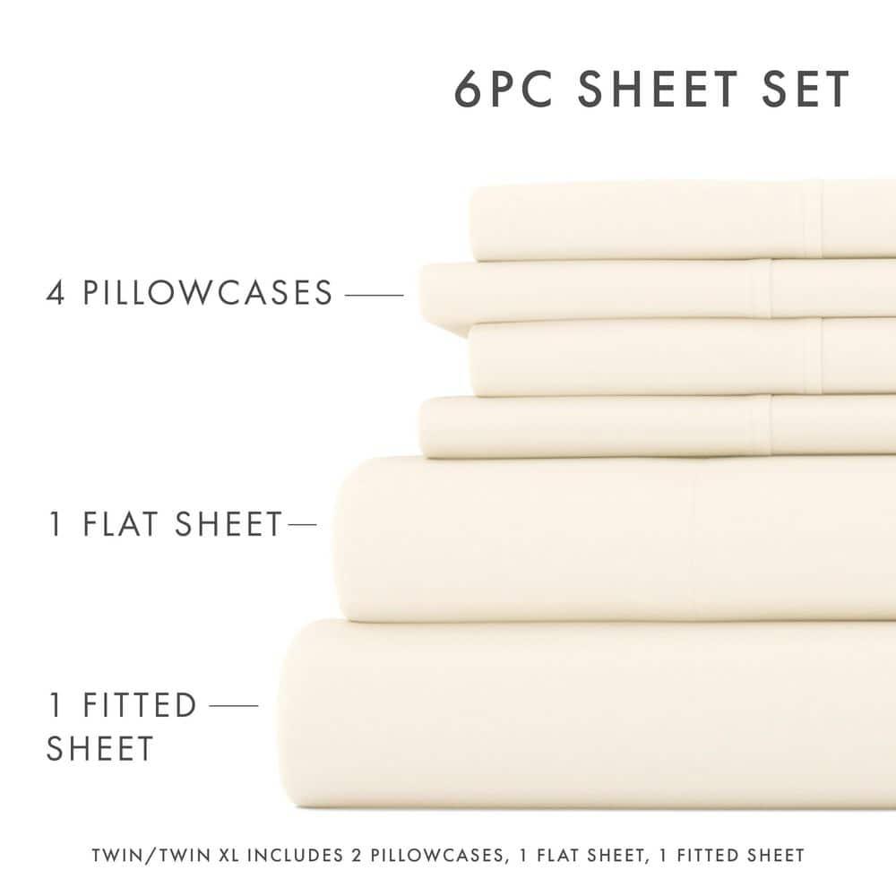 Ivory Full Double Brushed Microfiber 4-Piece Sheet Set
