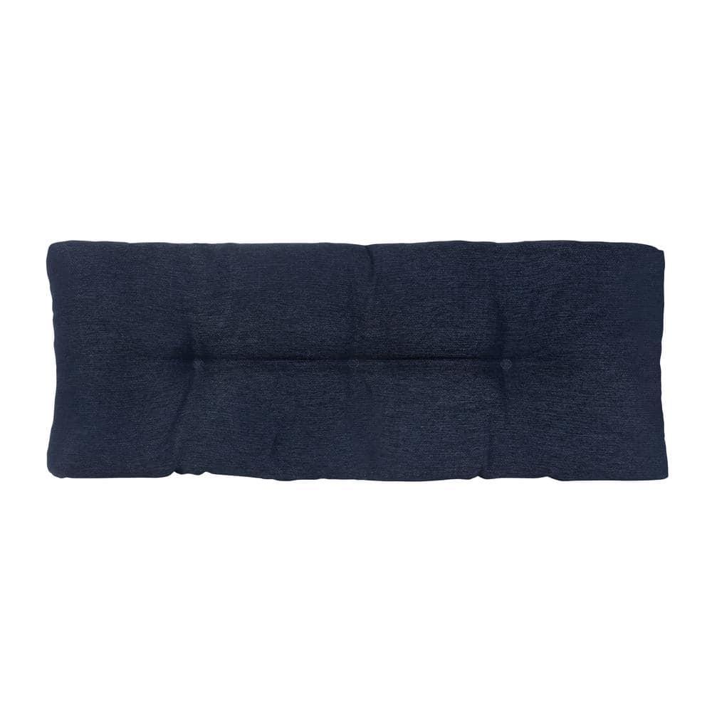 Gripper 35" Tufted Omega Universal Bench Cushion Indigo: Solid Rectangle Indoor Seat Cushion, Polyester Woven Material