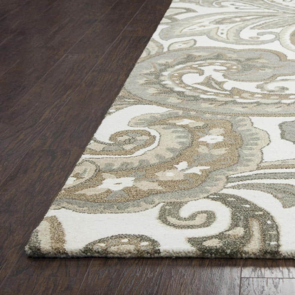 Alora Decor Makalu 5' x 8' Paisley Beige/Natural Hand-Tufted Area Rug