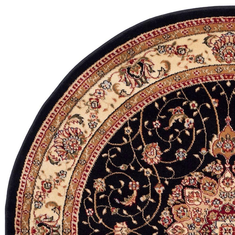 Lyndhurst LNH329 Power Loomed Area Rug - Black/Ivory - 4' Round - Safavieh