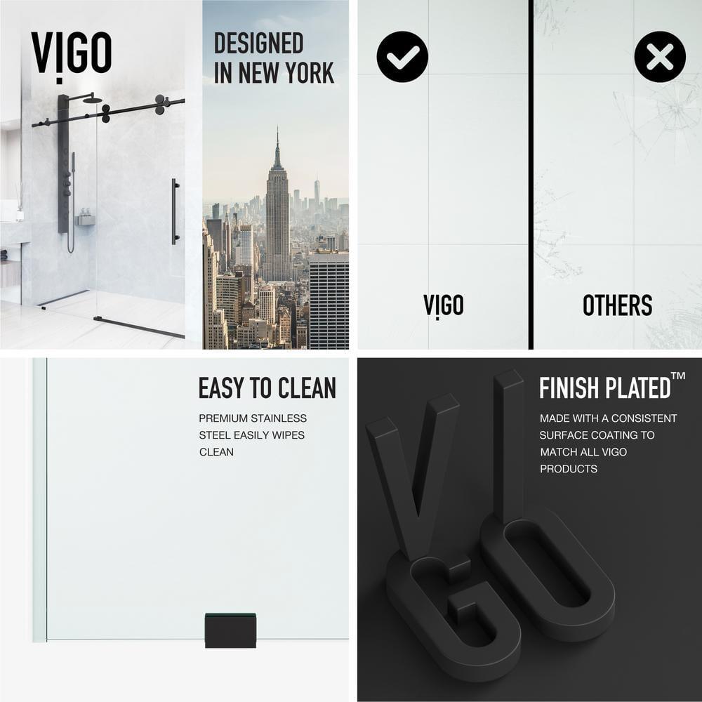 Elan 56-60" W x 74" H Sliding Frameless Shower Door with 3/8" Clear Glass