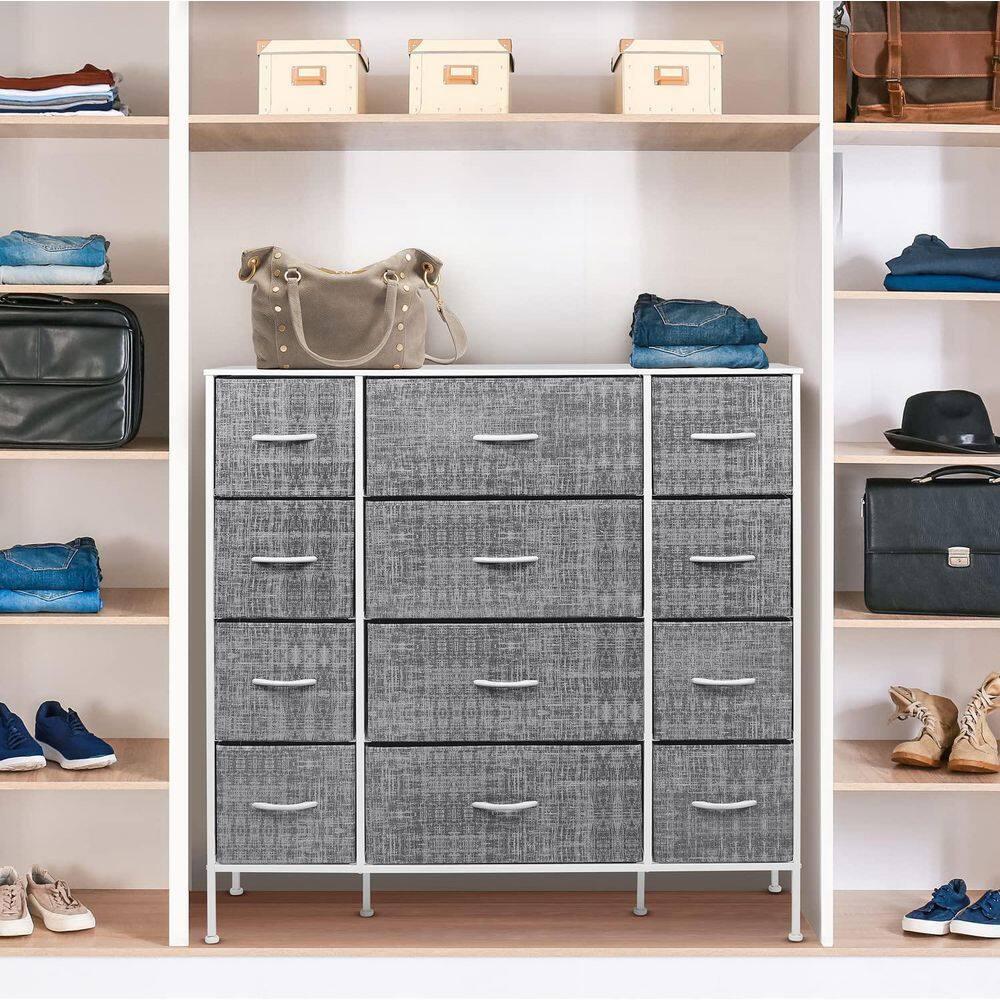 Sorbus 12 Drawers Dresser with Steel Frame and Wood Top