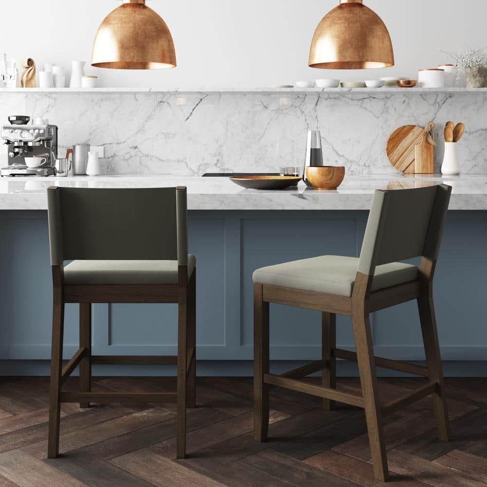 Nathan James Linus Set of 2 Counter Height Barstools Gray