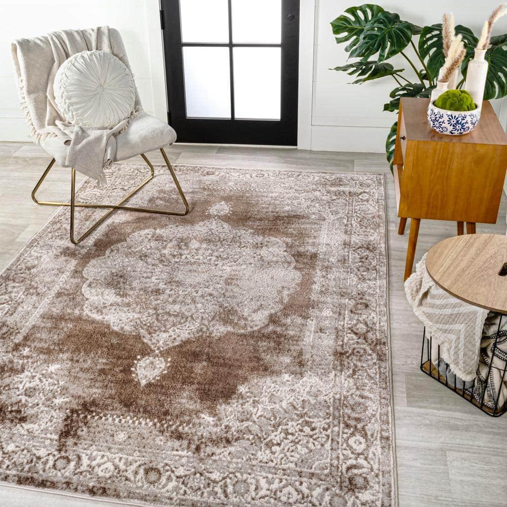 JONATHAN Y Rosalia Cottage Medallion Cream/Brown 8 ft. x 10 ft. Area Rug