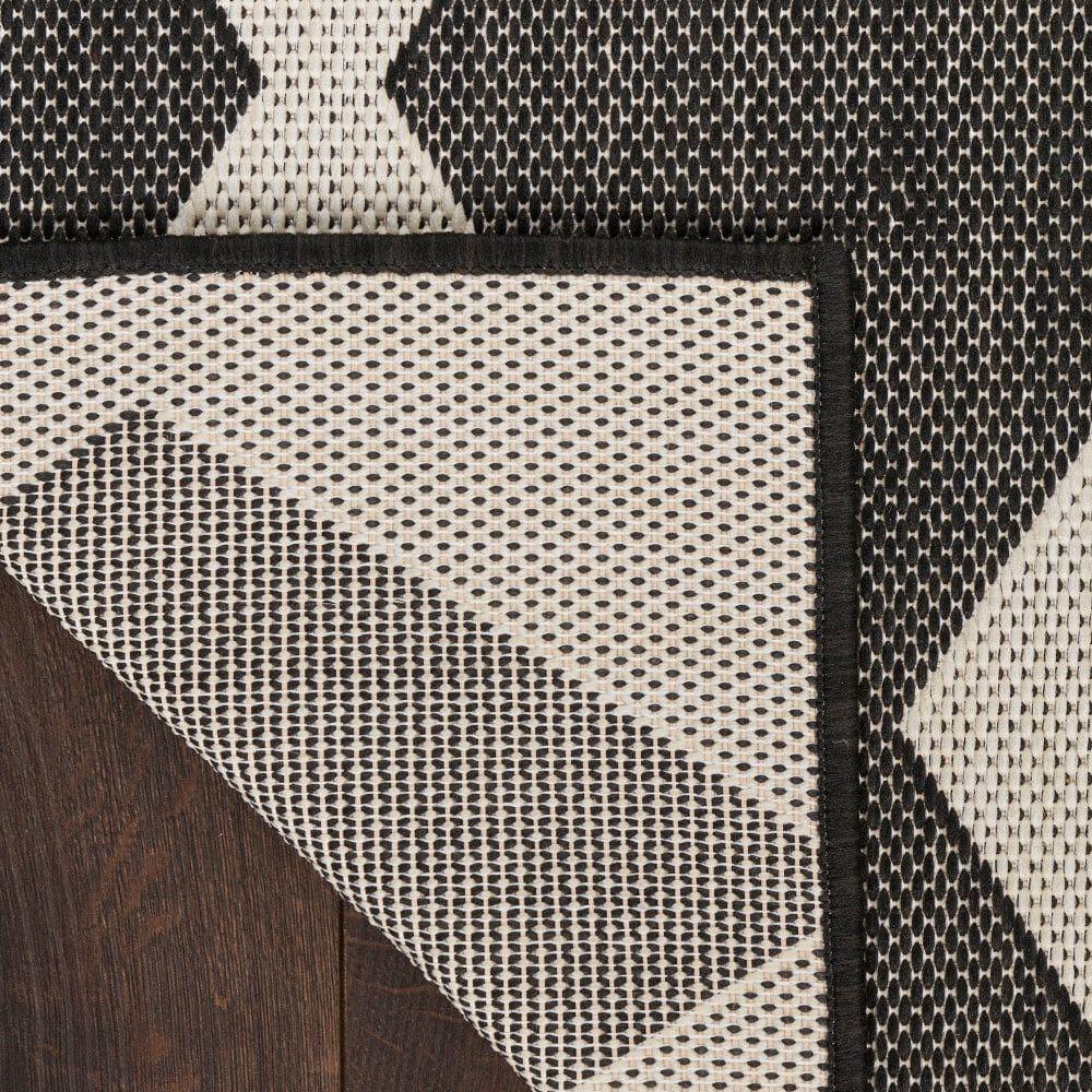 Nourison Positano Retro Diamond Flatweave Indoor Outdoor Low Pile Area Rug Black 8' x 10'