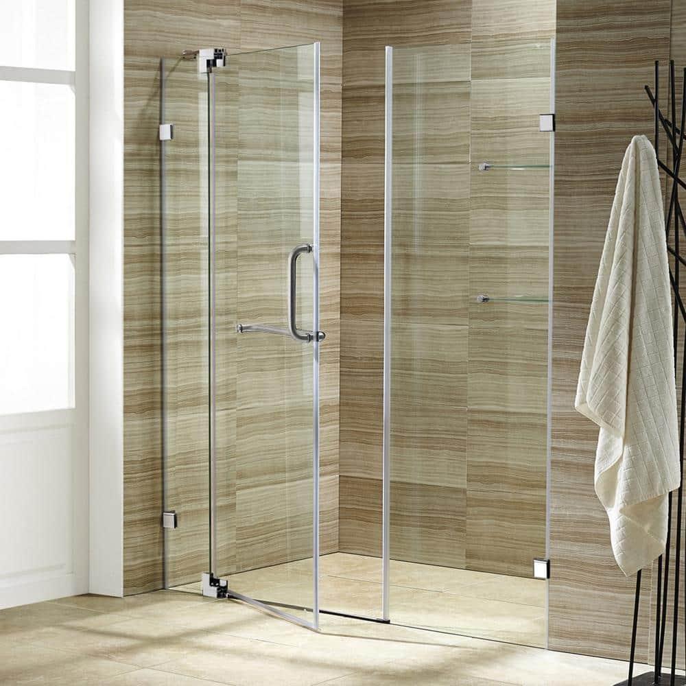 Pirouette 42-48" W x 72" H Pivot Frameless Shower Door with 3/8" Clear Glass