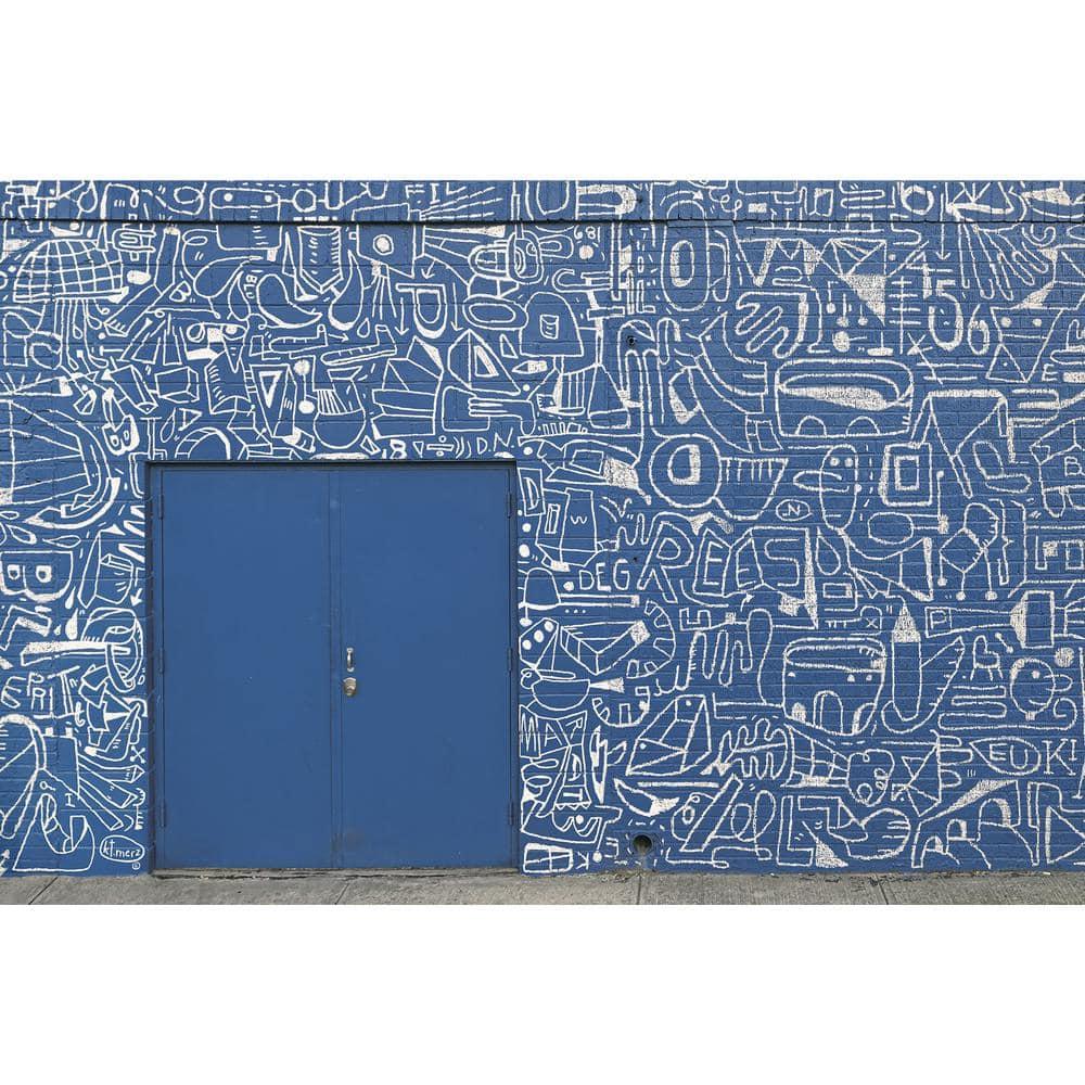 Large Blue Architectural Watercolor Wall Mural